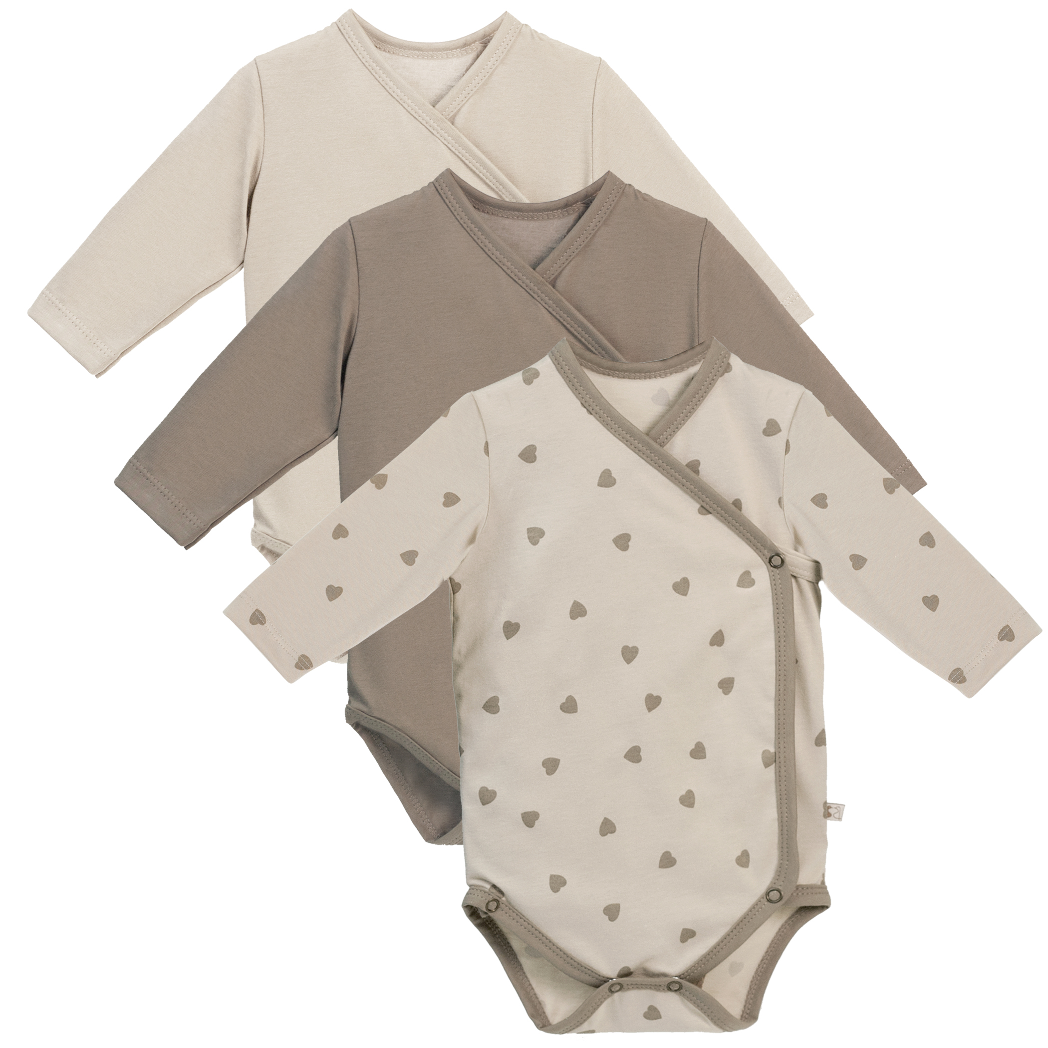 Боди 3 шт Фабрика Бамбук MU054032KNR/116MU/Шоколад сердечки - фото 1