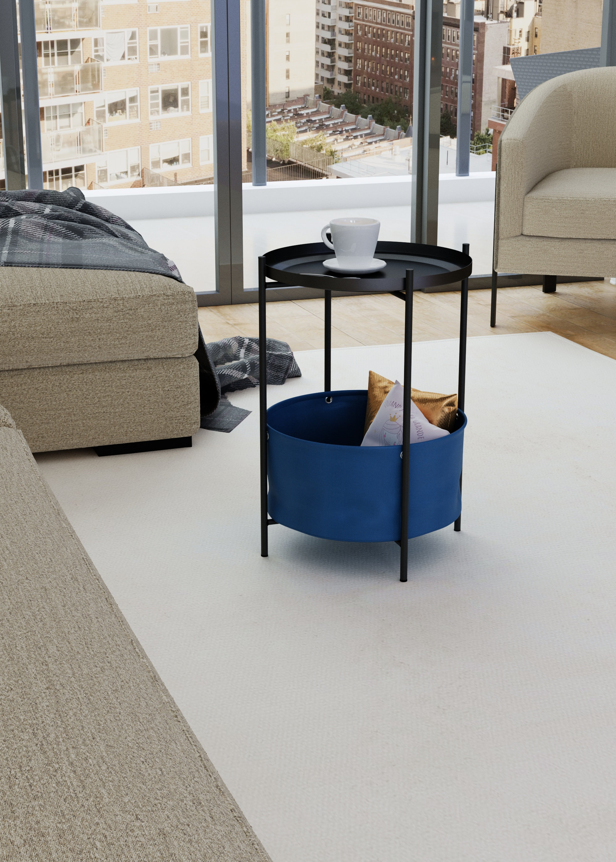 Стол журнальный LAVARIS Элдэй CUBA DENIM синий/черный муар - фото 2