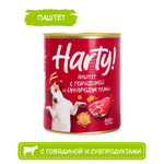Изображение товара Корм для собак всех пород Harty консервированный полнорационный паштет с говядиной и субпродуктами 850г
