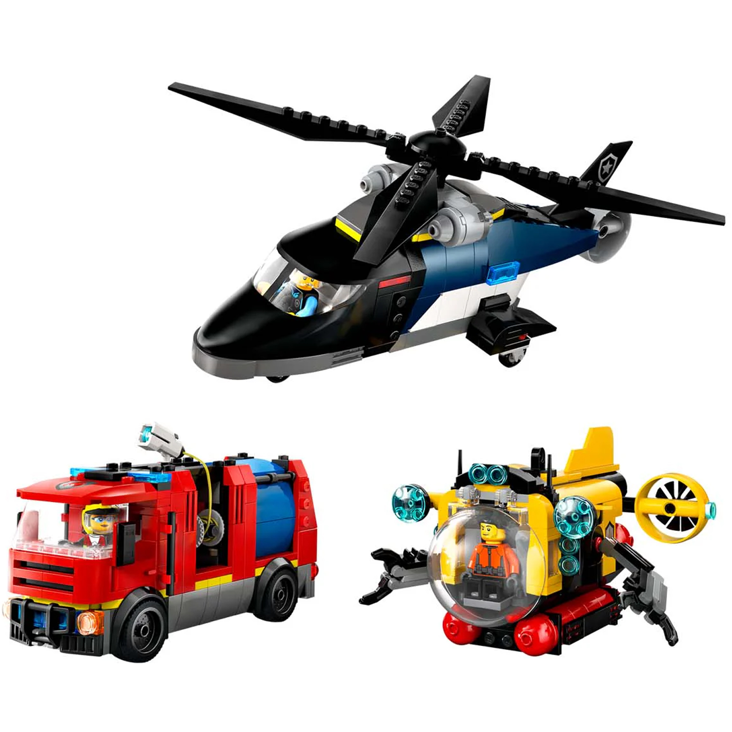 Конструктор LEGO City Вертолёт,пожарная машина,лодка блочный - фото 5