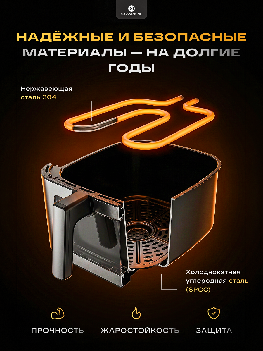 Аэрогриль 0 eight ERA-800D 8л с двумя тэнами, аэрогриль электрический 10 режимов, 1800ВТ - фото 10