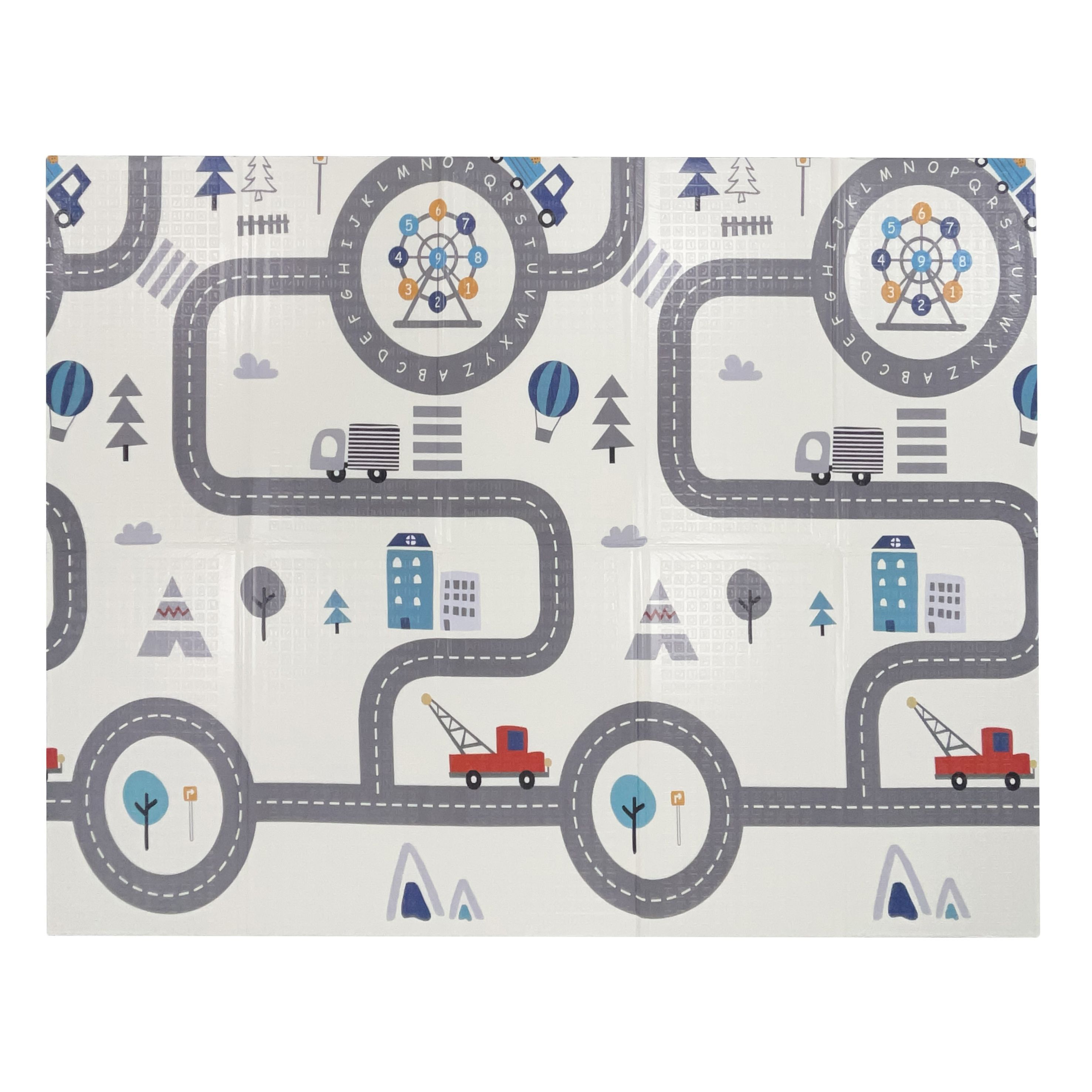 Игровой коврик складной для детей UNIX Kids Zoo 180x200 см, двусторонний, животные и город с дорогой, текстурная поверхность, развивающий - фото 16
