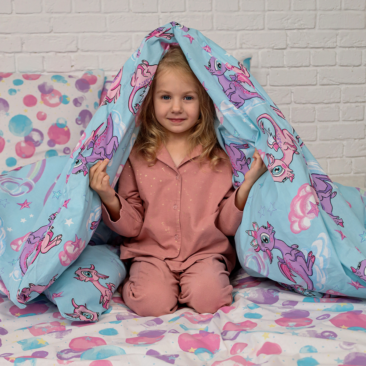 Комплект постельного белья BRAVO kids dreams 1.5-спальный Единороги простыня на резинке 90х200 - фото 9