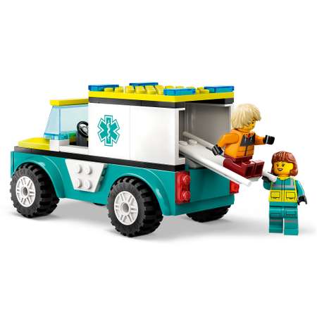 Конструктор LEGO City Скорая помощь и сноубордист блочный