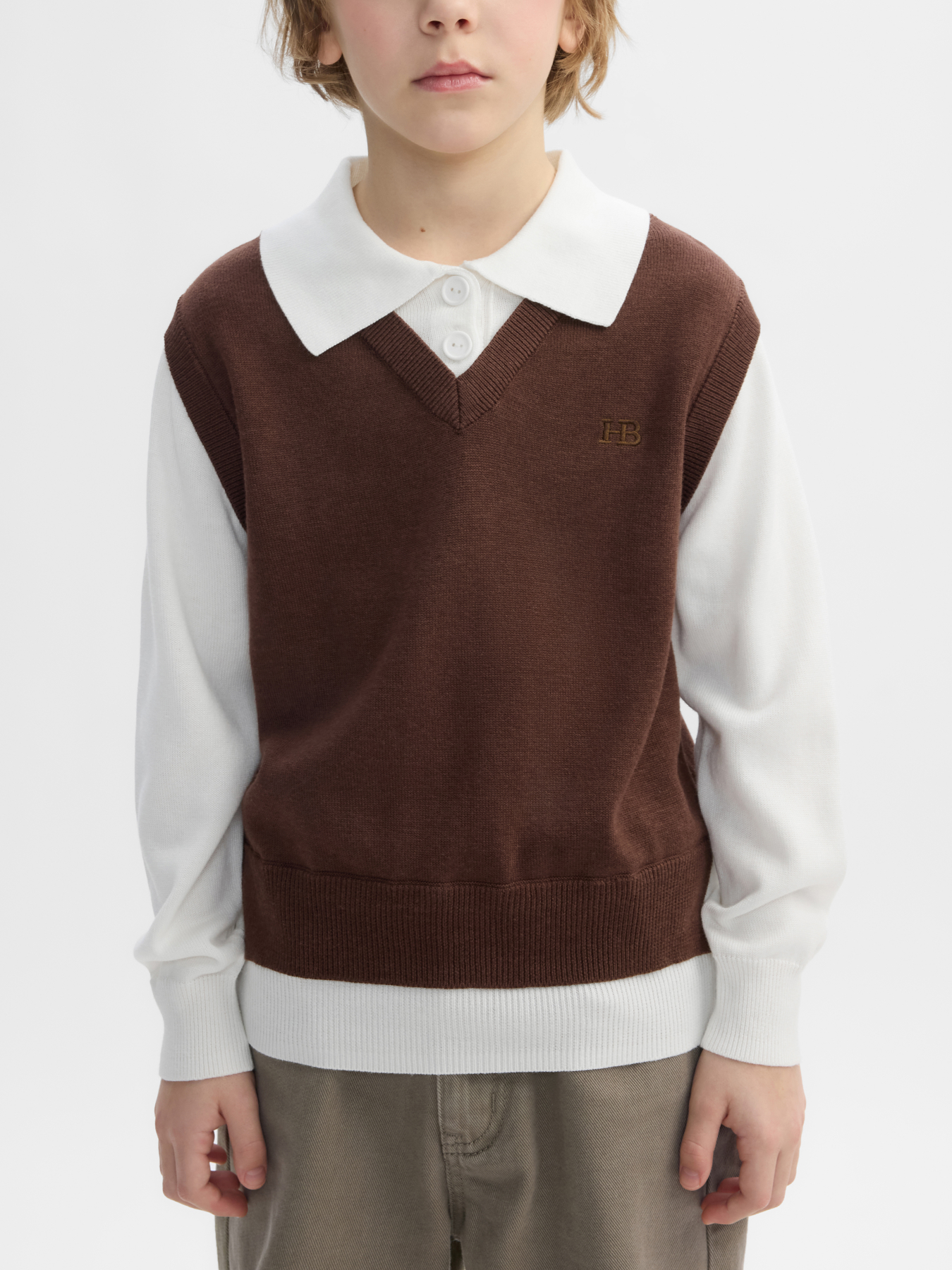 Джемпер Happy Baby 88644-1_white-brown - фото 1