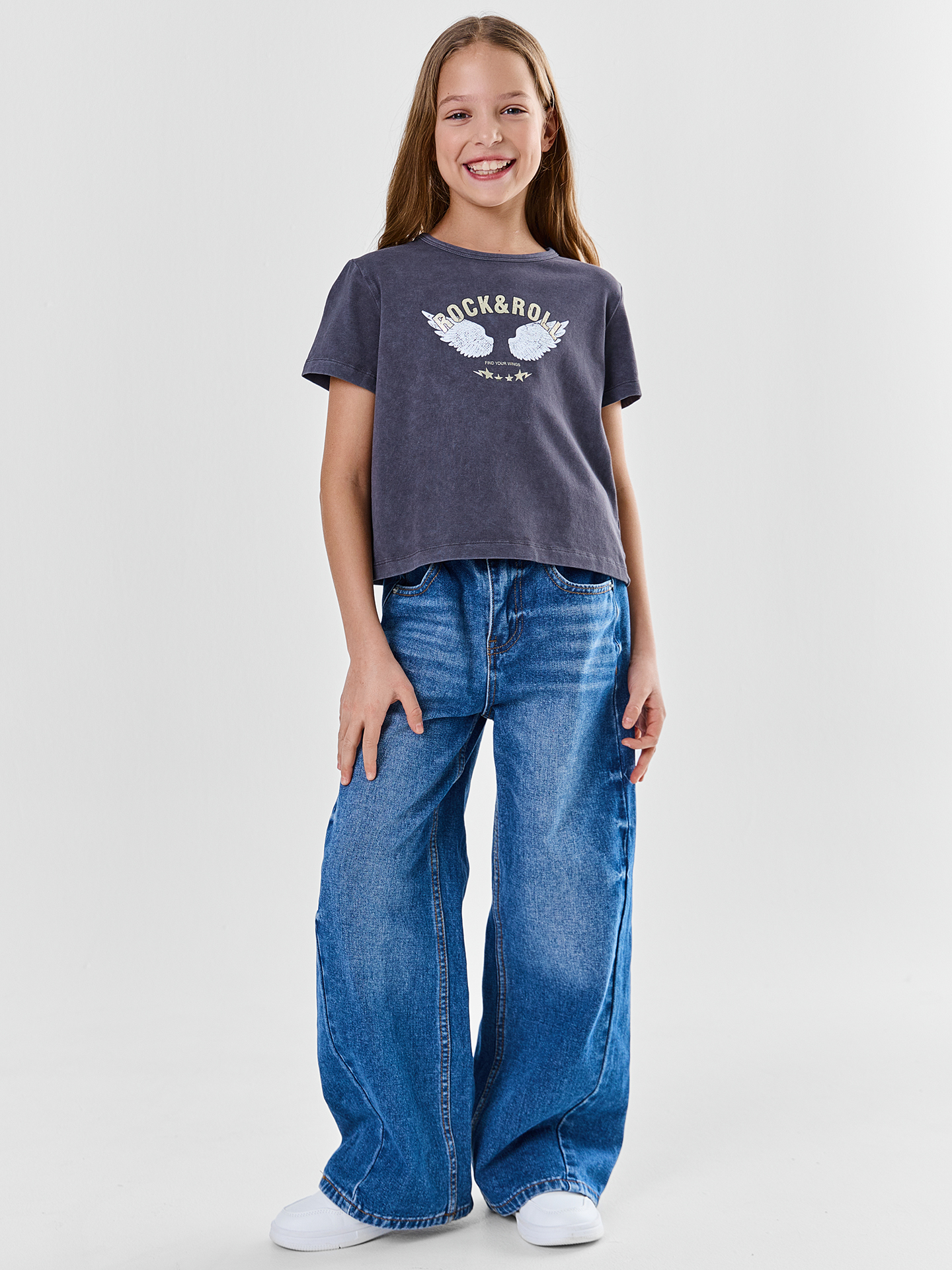 Футболка Mark Formelle (Марк Формэль) 117946/ACID WASH обсидиан +печать - фото 1