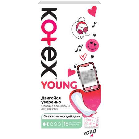 Прокладки ежедневные KOTEX для девочек Янг 16шт