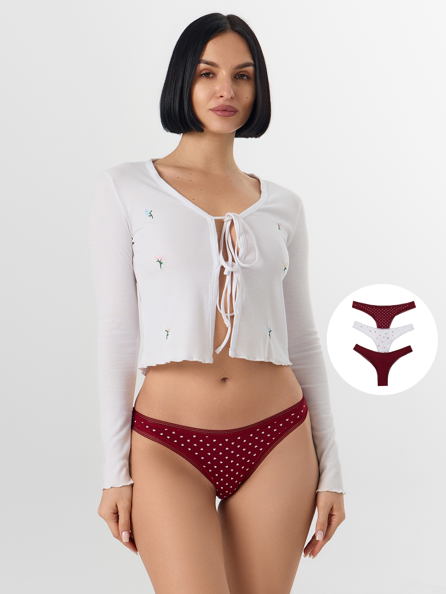 Трусы 3 шт Mark Formelle (Марк Формэль) 412654-3/сердечки на т.красном - фото 1