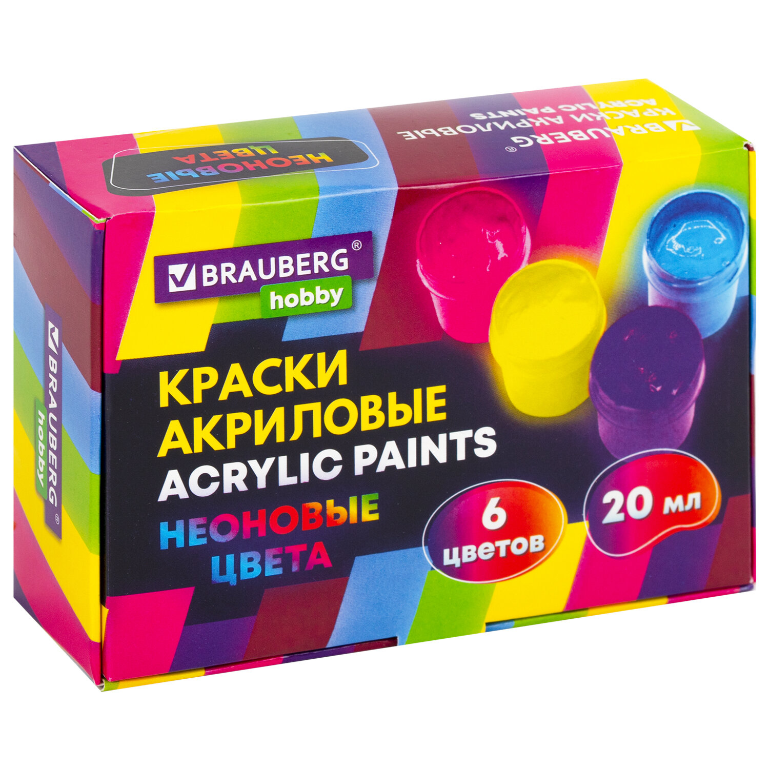 Краски акриловые Brauberg 6 цв. - фото 2