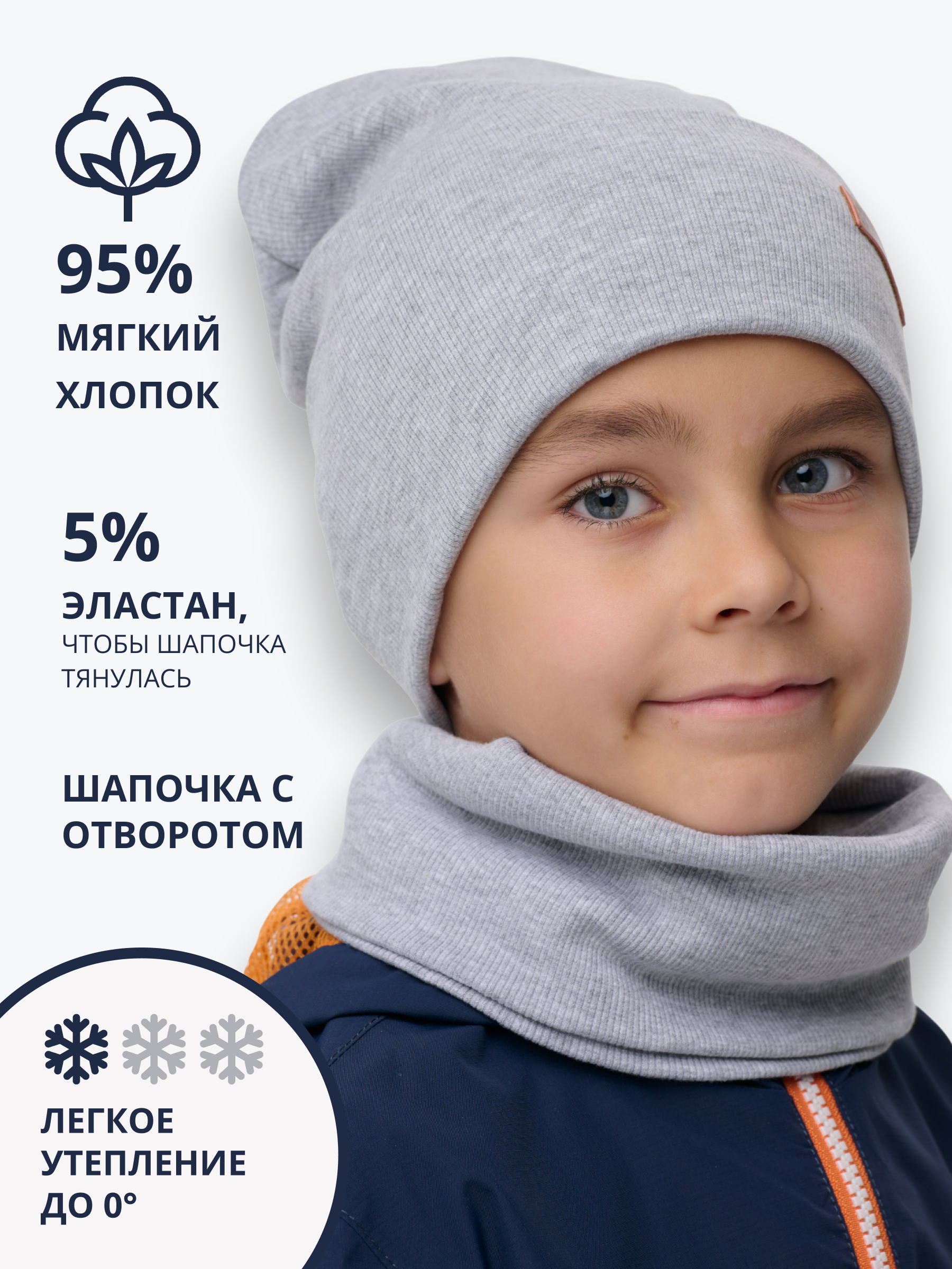 Шапка и снуд NYCkids NYC-H-40-KashOtvB-Lgrey - фото 5