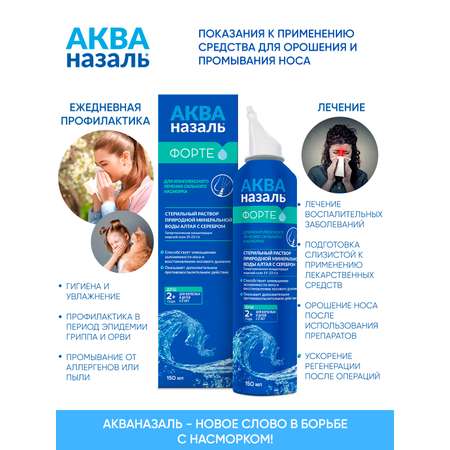 Средство для промывания носа Акваназаль Форте с 2х лет 150 мл