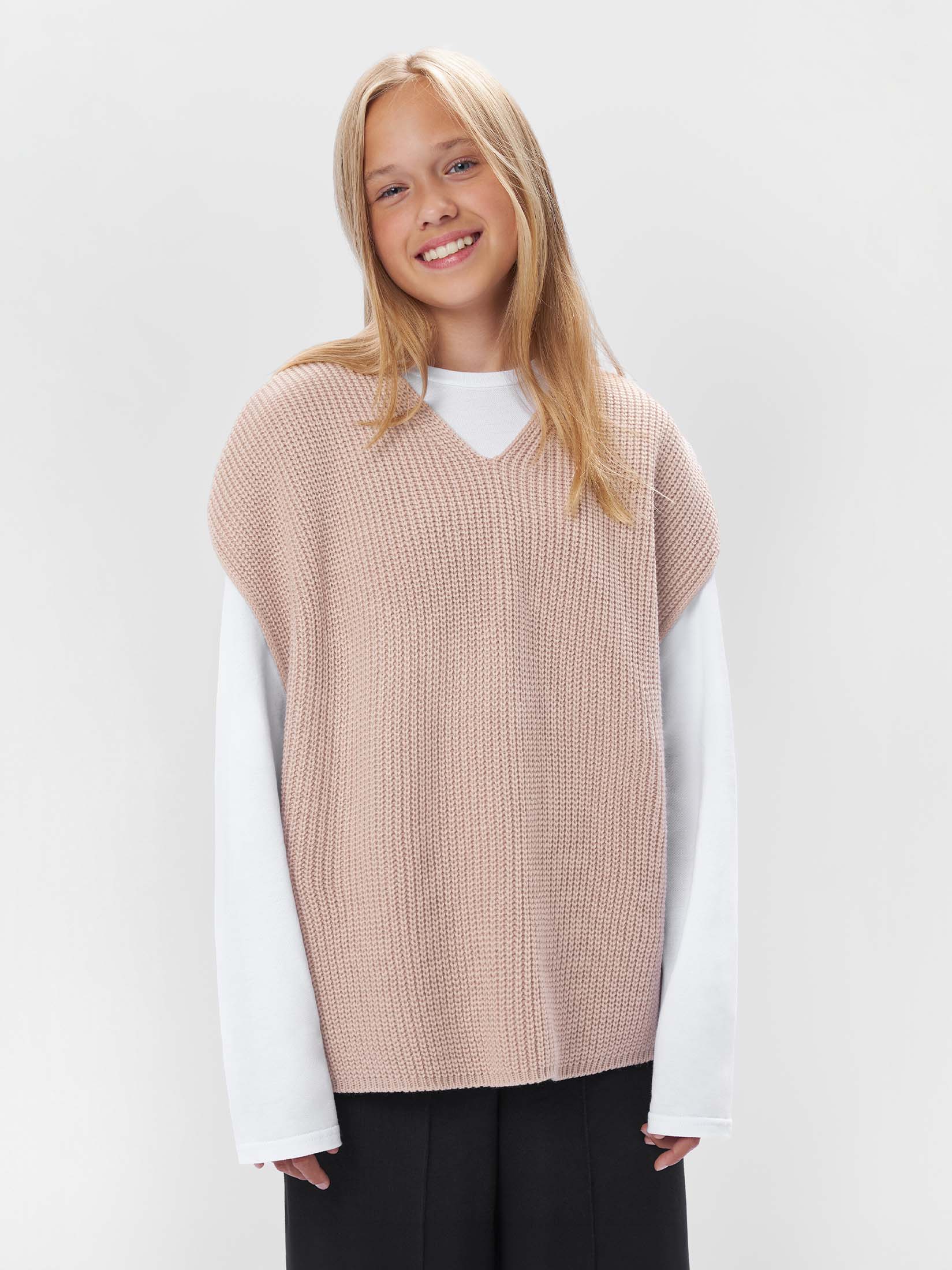 Изображение товара Жилет Bossa Nova 128 вязаный женский свободный стильный розовый