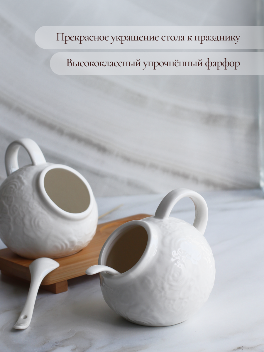 Набор баночек для специй Balsford 550 мл фарфоровых с ложечками на подставке - фото 2