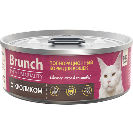 Корм полнорационный Brunch для кошек влажный Brunch с кроликом 100г