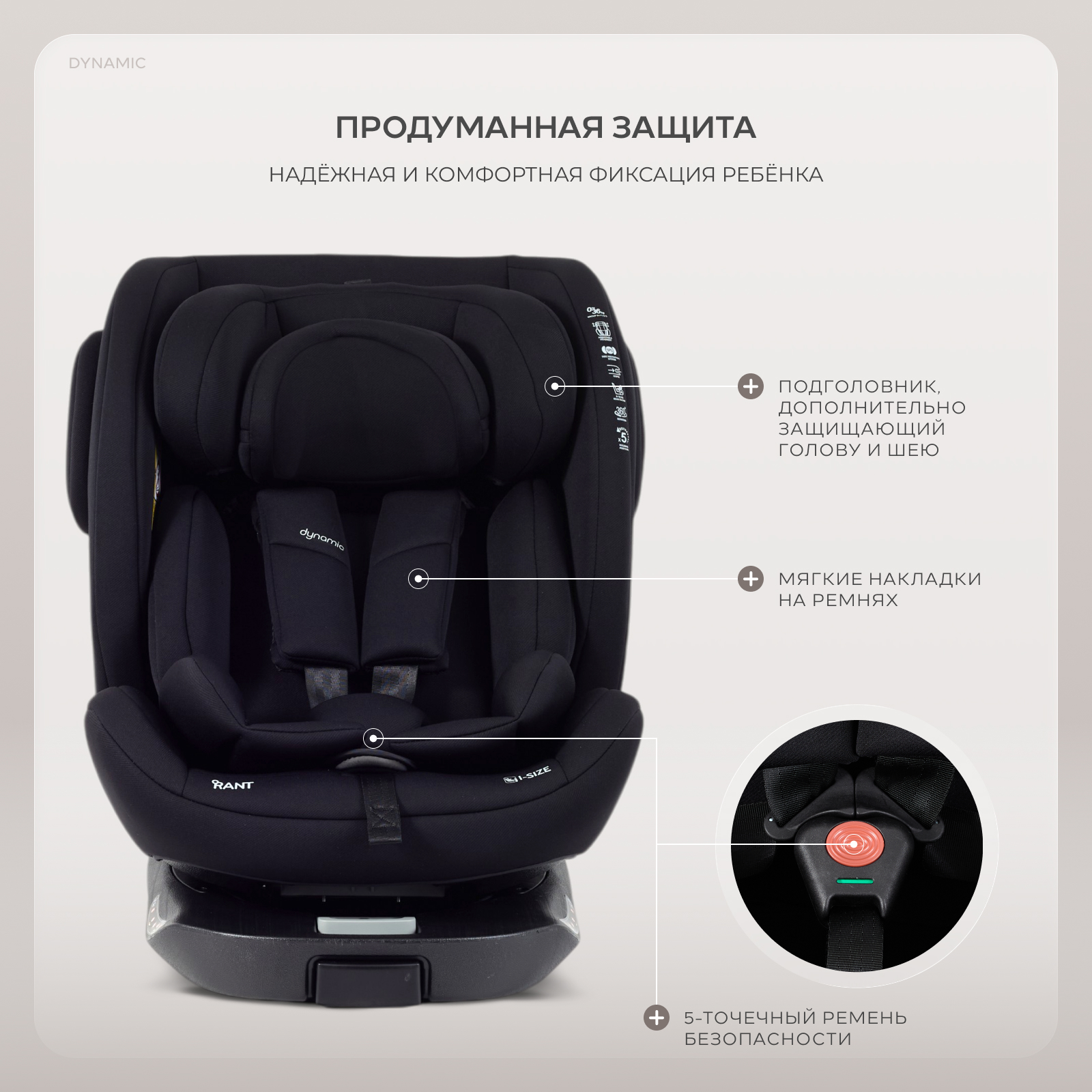 Автокресло Rant Basic Dynamic Isofix 0+/1/2/3 (0-36 кг) черный - фото 5