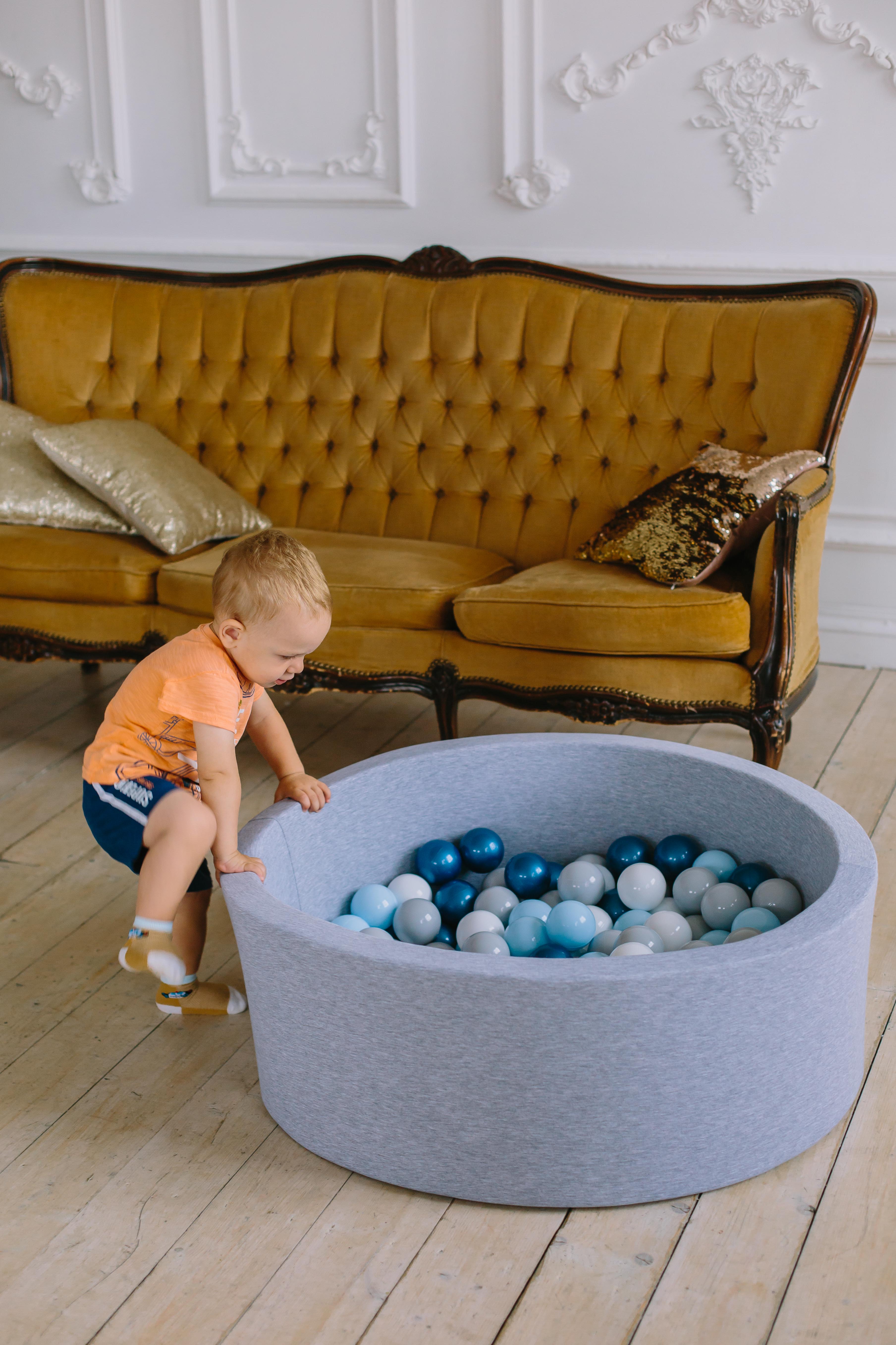Сухой бассейн Boobo.kids 85х30 см 150 шаров серый меланж - фото 4