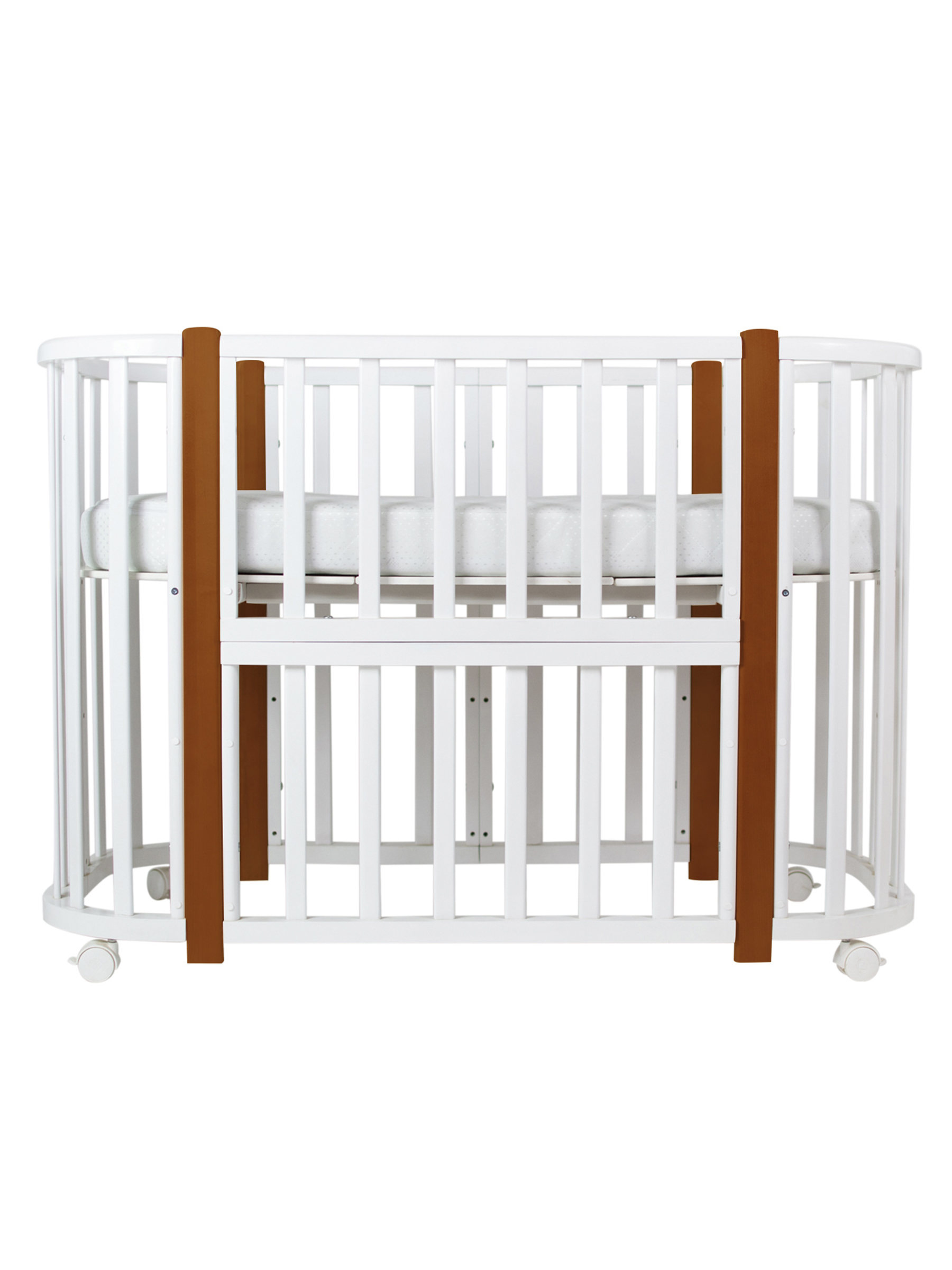 Детская кроватка Ingo Baby Lux BL-01 3 в 1 с бортиком белый натуральный, поперечный маятник - фото 5