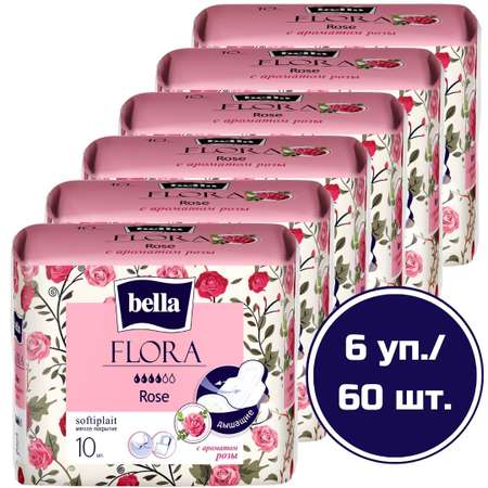 Прокладки женские BELLA FLORA Rose с ароматом розы 10 шт х 6 упаковок