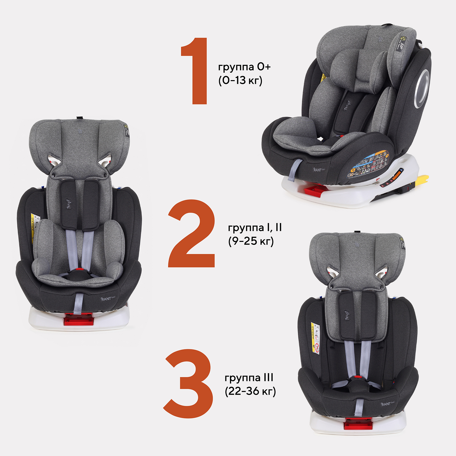 Автокресло Rant Basic Twist Grey Isofix 0+/1/2/3 (0-36 кг) - фото 8