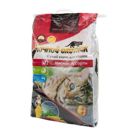 Корм для кошек Ночной охотник мясное ассорти 10кг