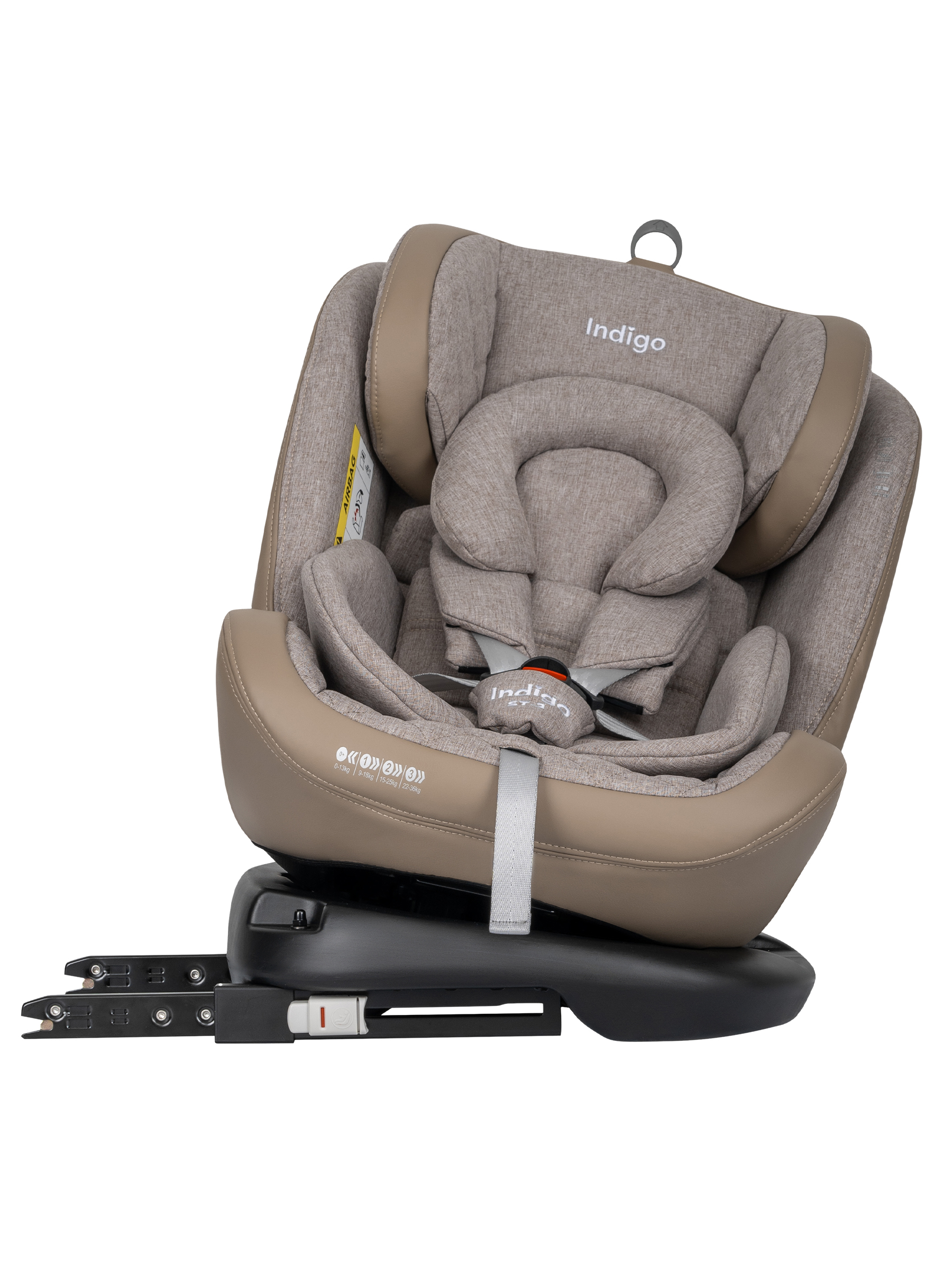 Автокресло Indigo Aero бежевый лен Isofix 0+/1/2/3 (0-36 кг) - фото 17