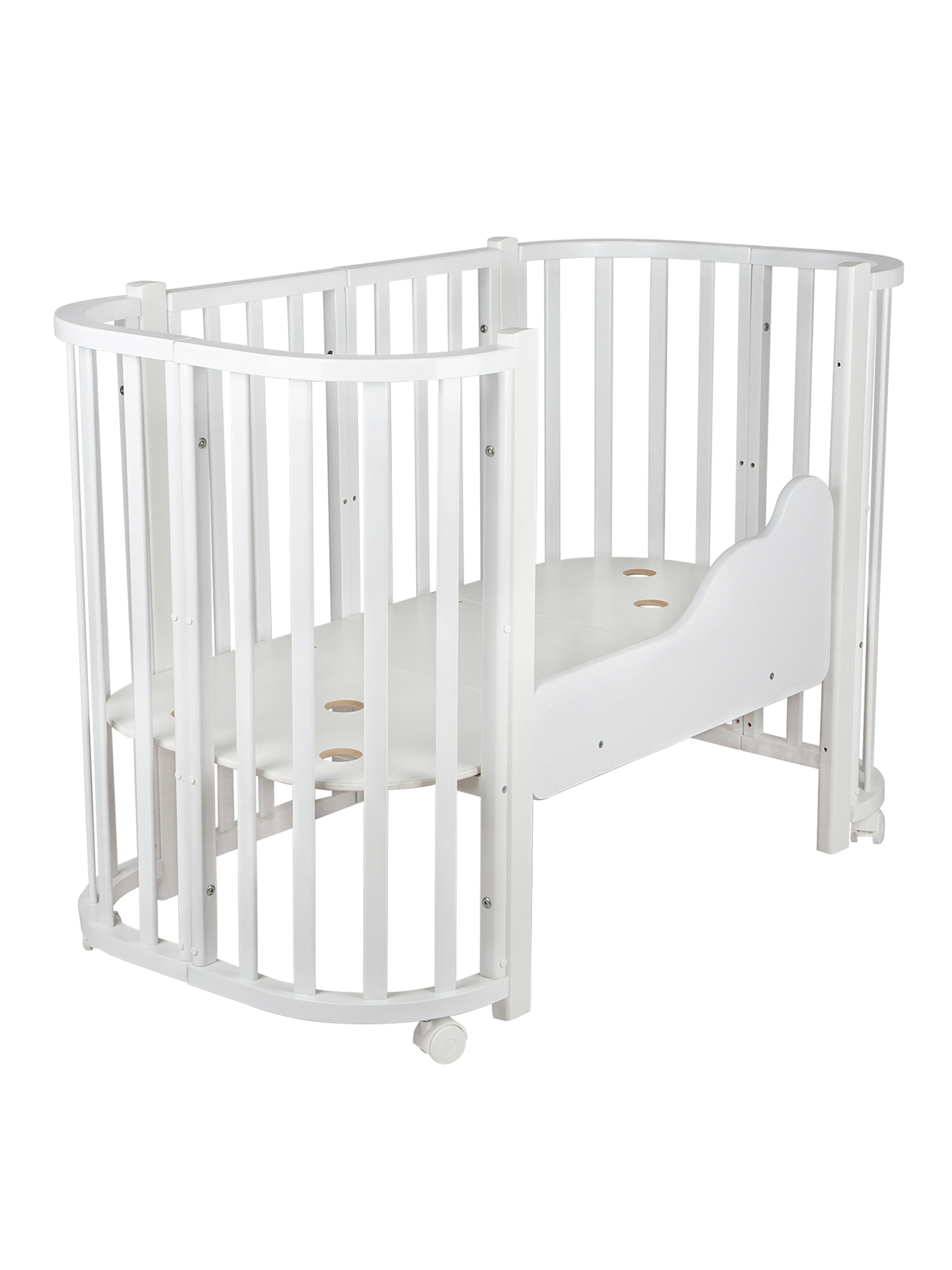 Детская кроватка Ingo Baby Lux BL-01 3 в 1 с бортиком белый, поперечный маятник - фото 2