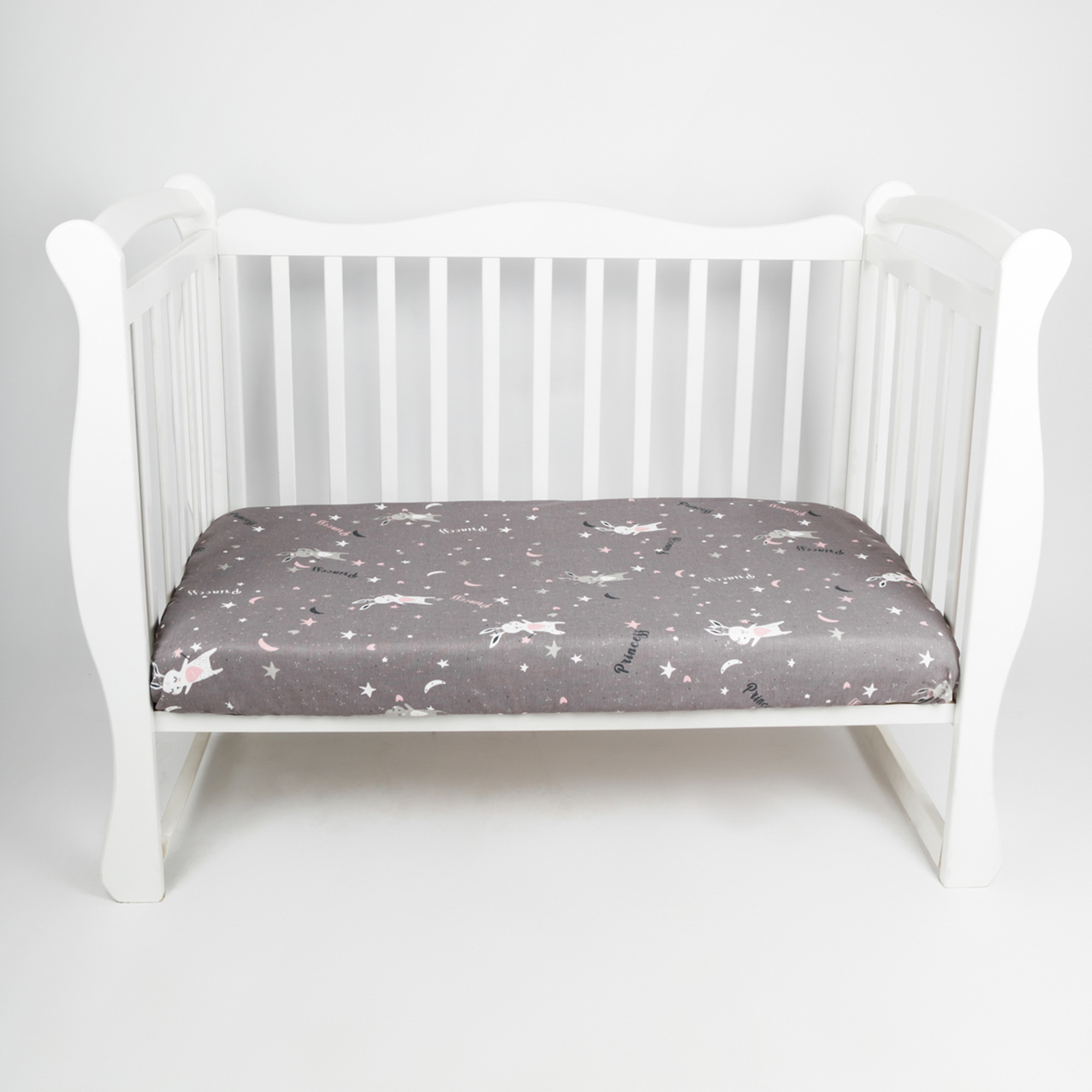 Простыня AmaroBaby на резинке 125х75х12 Princess серый - фото 2
