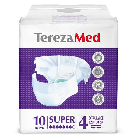 Подгузники TerezaMed впитывающие на липучках Super XL №4 120-160 см 10 шт
