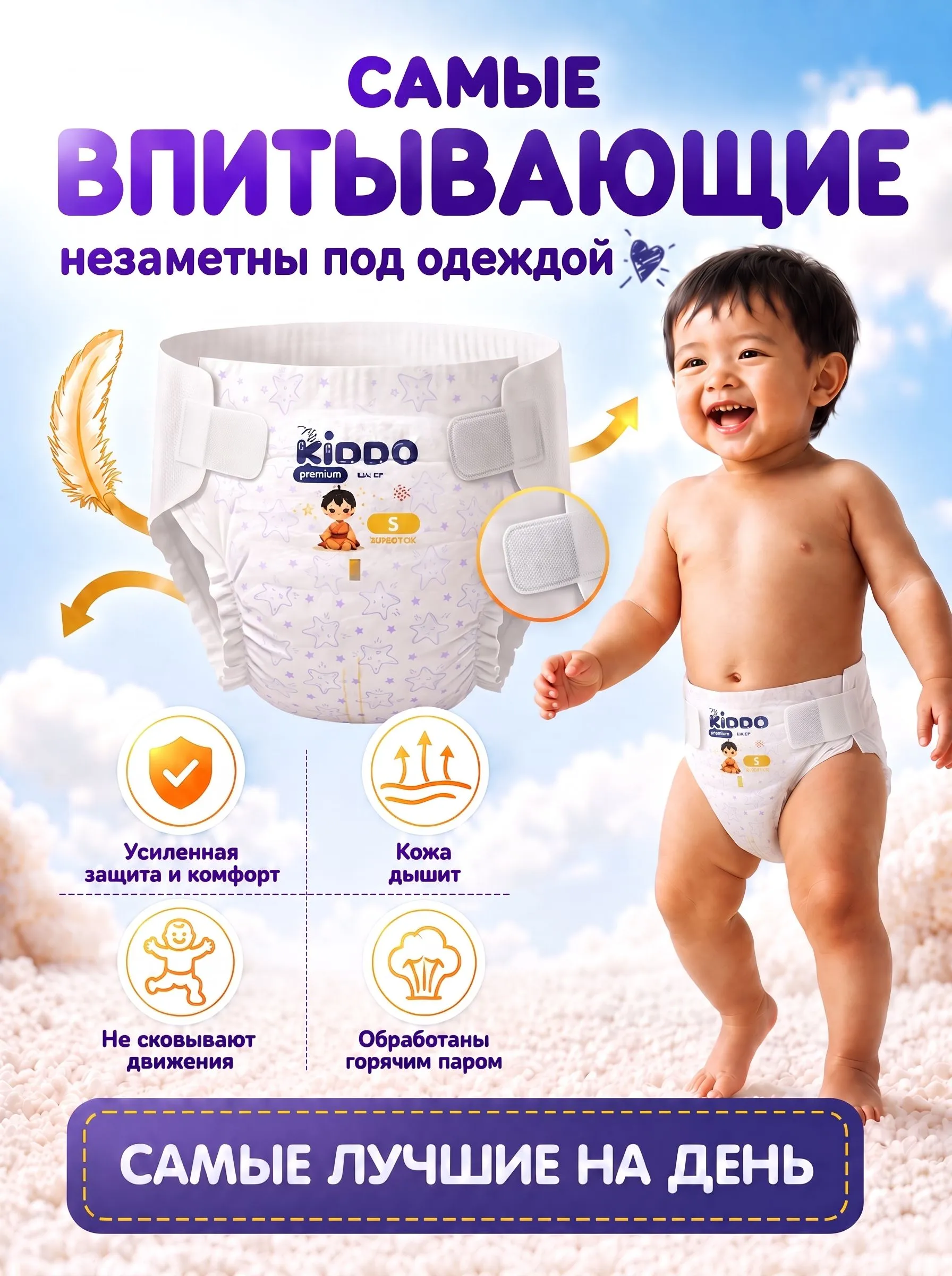 Подгузники Kiddo Premium S (2-6кг) 24 шт. - фото 5