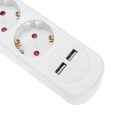 Удлинитель REXANT Standard 5 метров 3 гнезда с/з с выключателем 2 USB белый