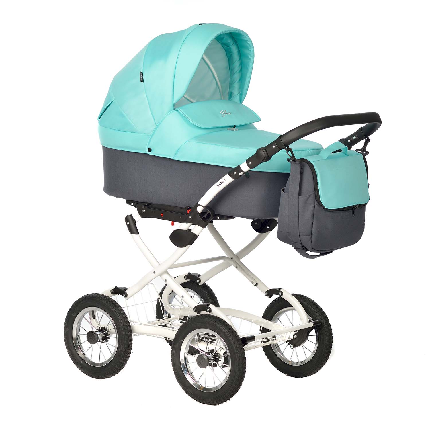 Коляска люлька Indigo Blues Classic 07 мятный - фото 1