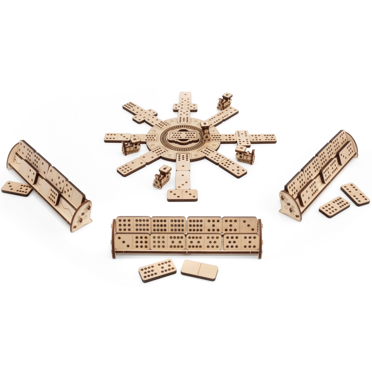 Конструктор Eco Wood Art Домино Мексиканский поезд деревянный - фото 12