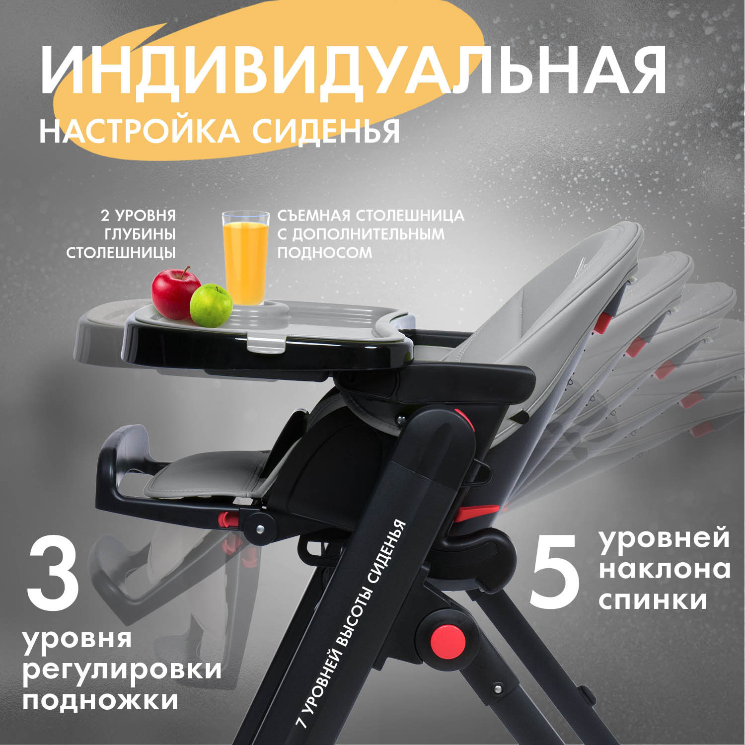 Стульчик для кормления Nuovita Futuro Senso Nero серый - фото 3
