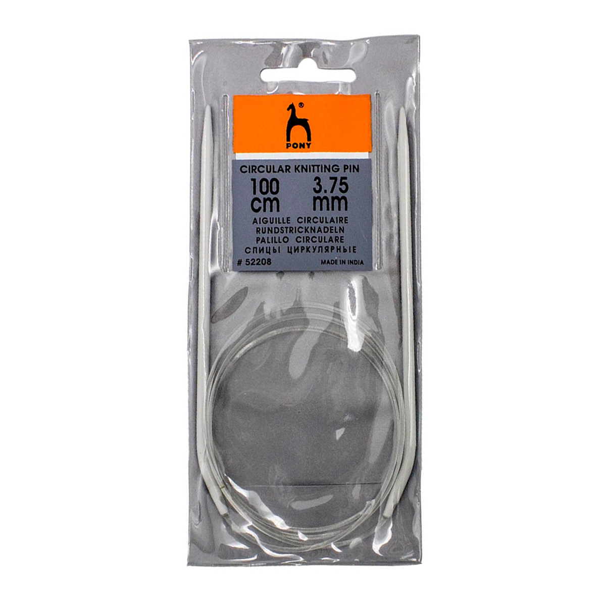 Спицы круговые Pony для вязания алюминиевые с пластиковым тросиком 3.75 мм 100 см 52208 - фото 4