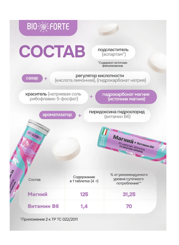 Витамины BioForte Магний + Витамин В6 - фото 5