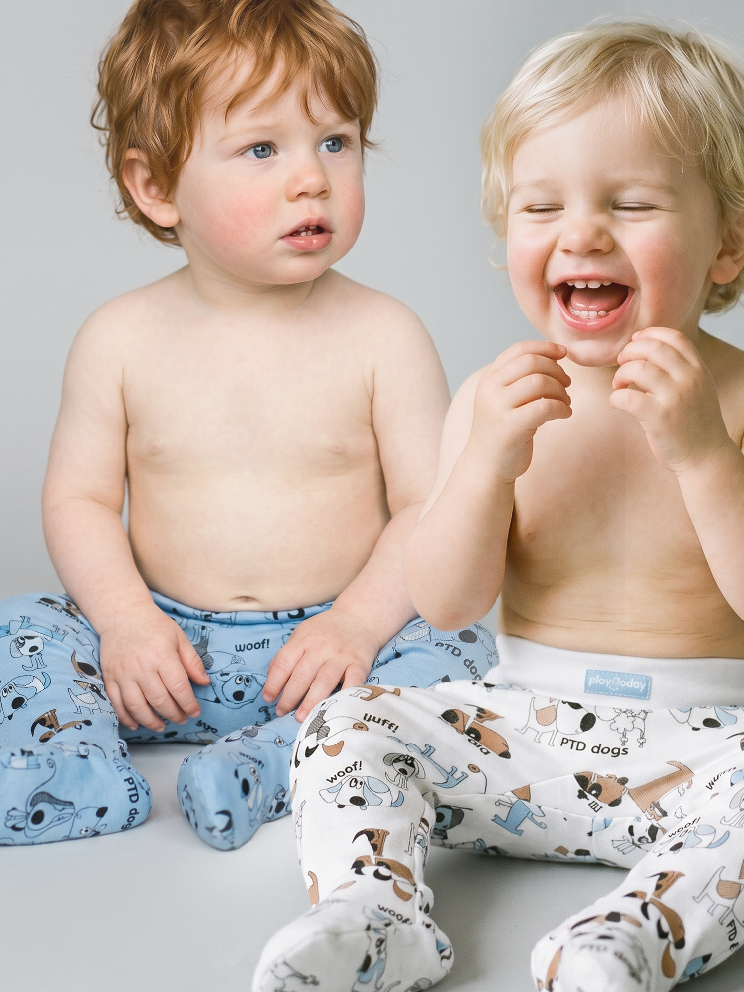 Изображение товара Ползунки PlayToday 62 (2 шт) с принтом собачек, хлопковый интерлок