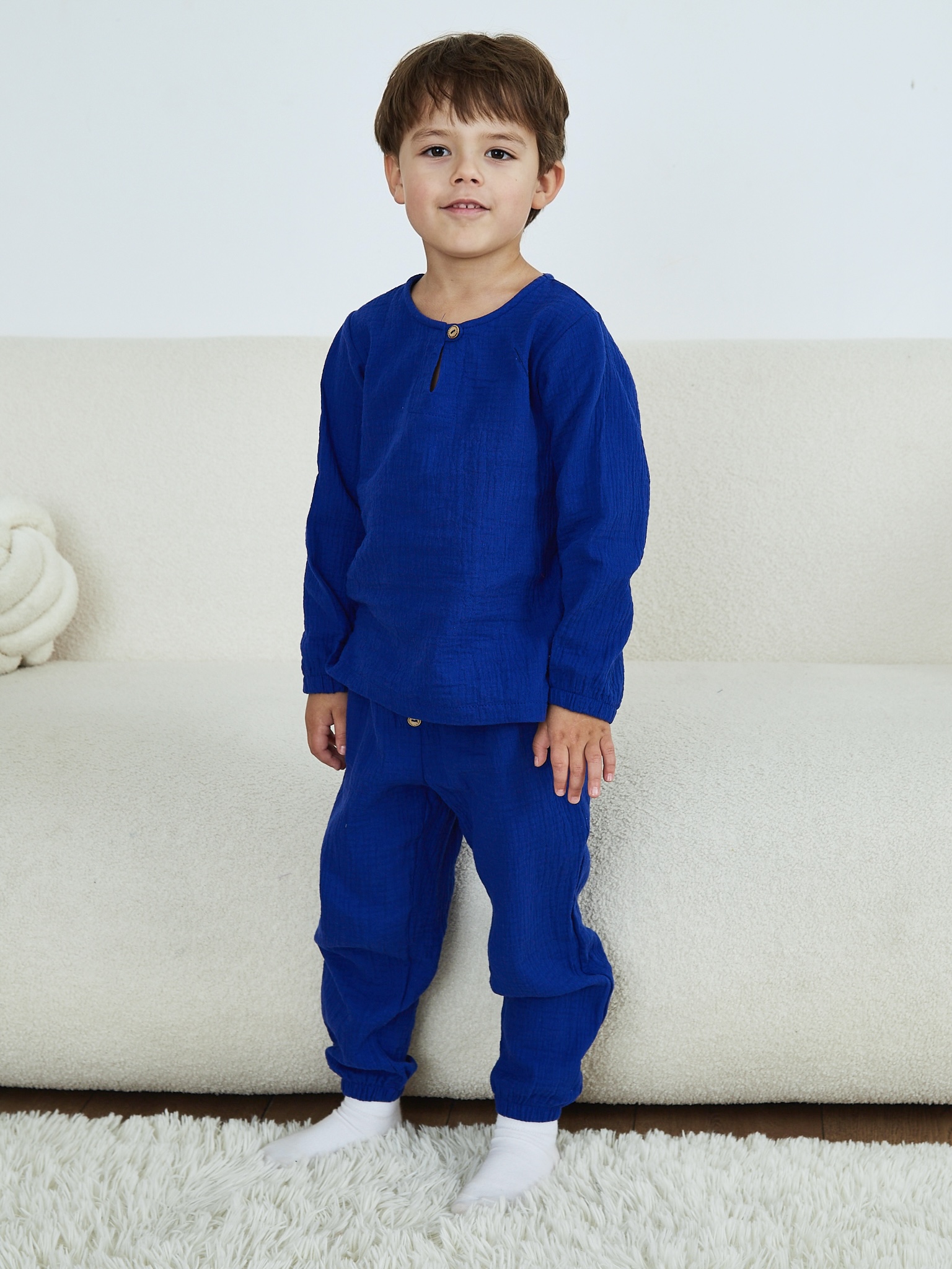 Лонгслив и брюки MOUN Костюм_муслин_индиго - фото 1