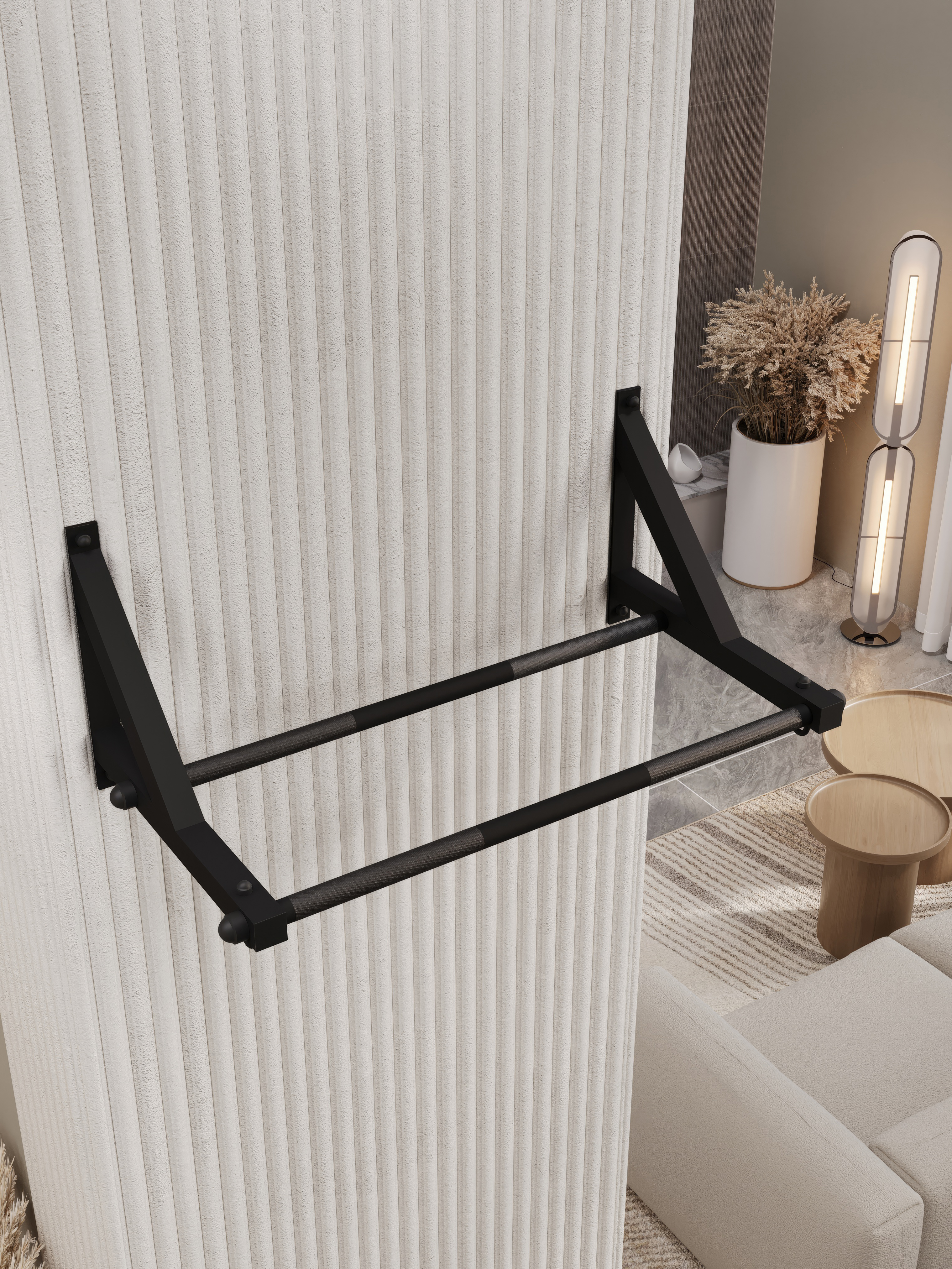 Турник настенный BORABO 2 хвата Классик Black со стальным рифлением хватов - фото 16