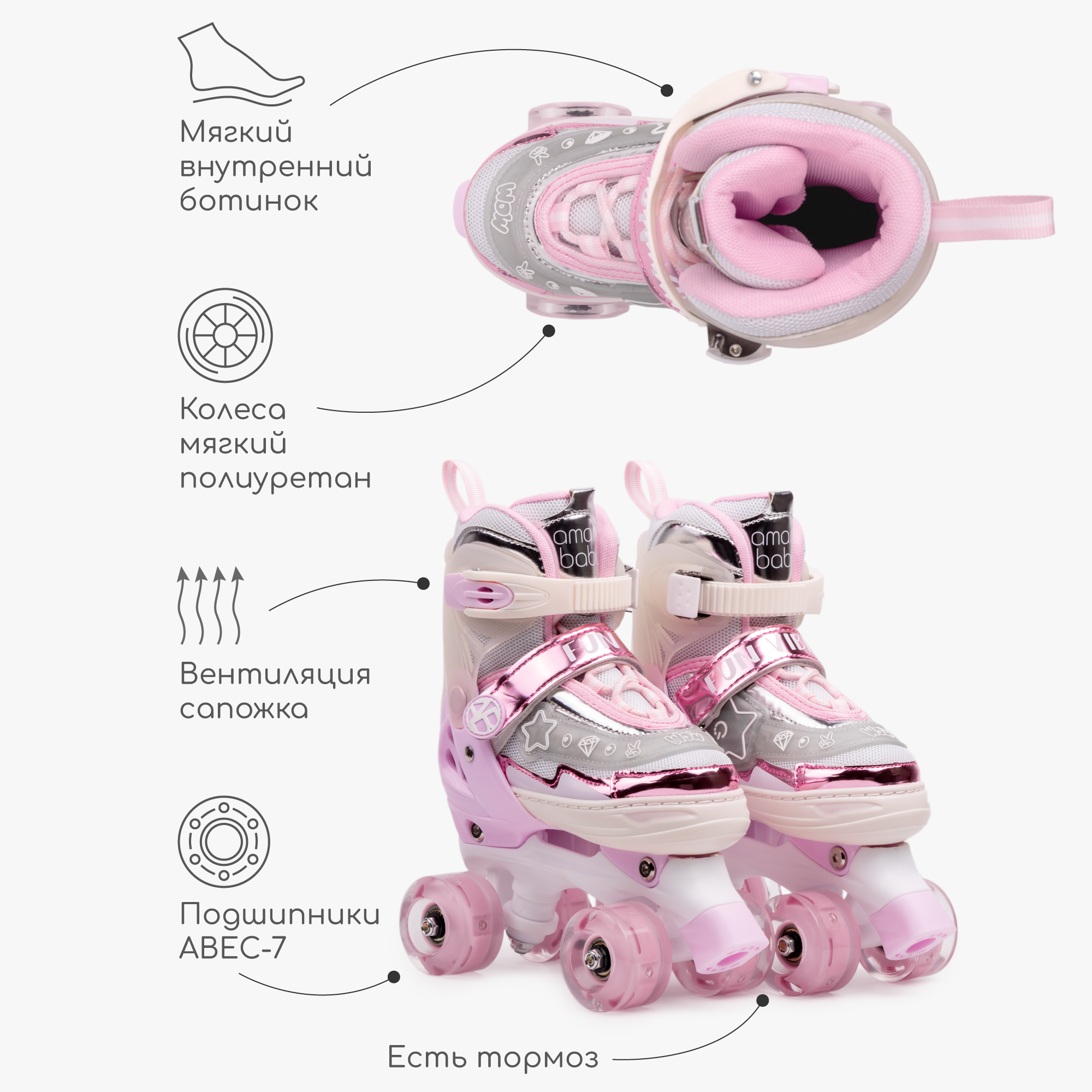 Роликовые коньки Amarobaby M 30-33 - фото 5