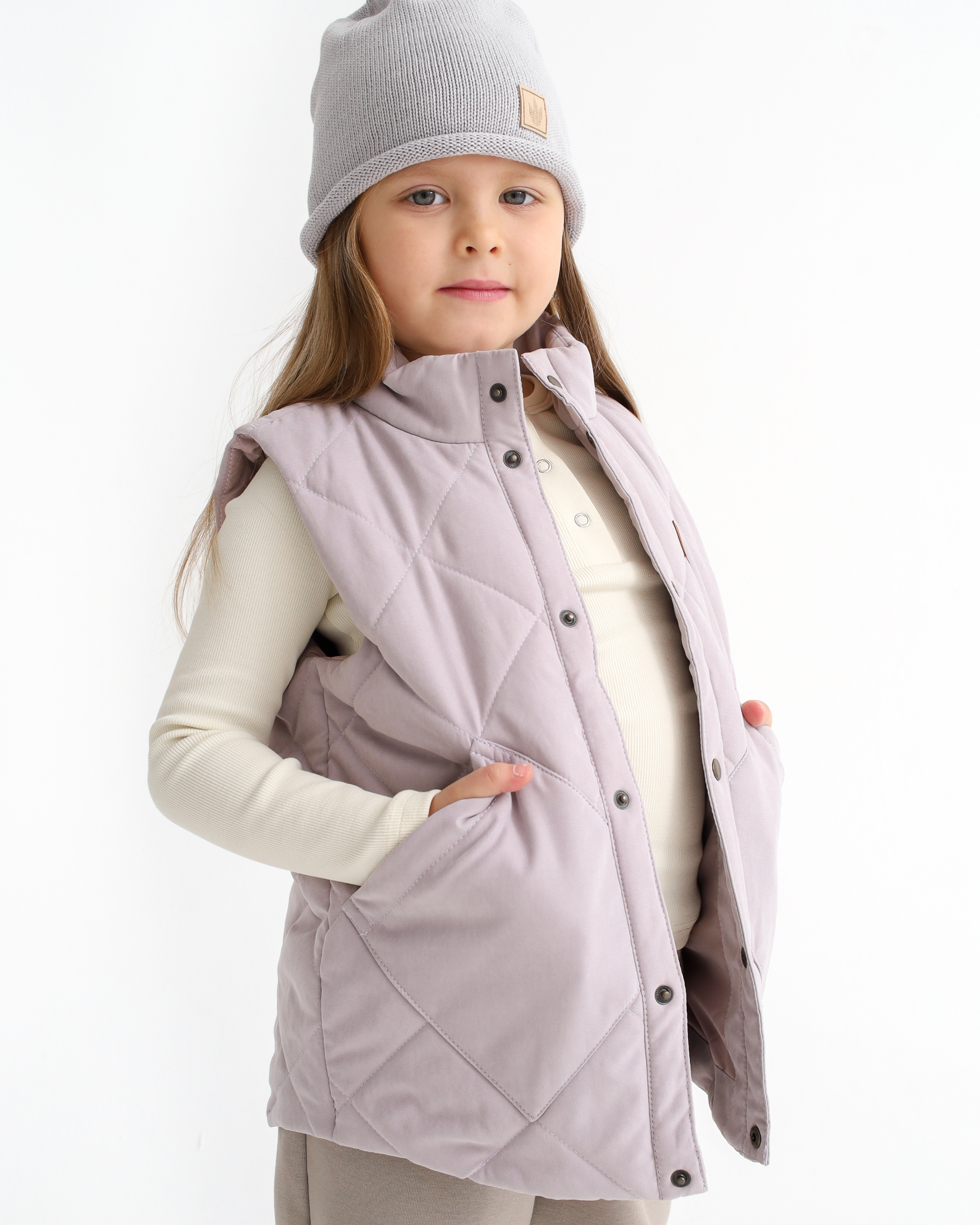 Жилет MINIDINO В-Ж-003/ДЖилет утепленный детский Cargo фарфор - фото 1