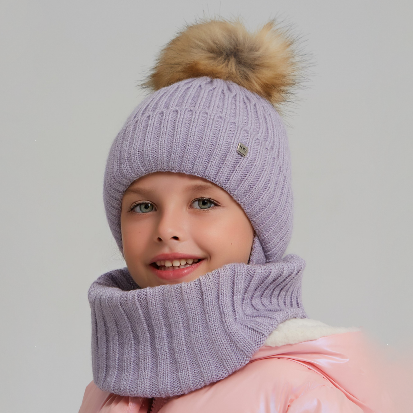 Шапка и снуд KUBRIO KU-H-112-FurPomREB-Lgrey - фото 3