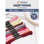 Нитки мулине хлопок для вышивания Bestex 12цветов 8м