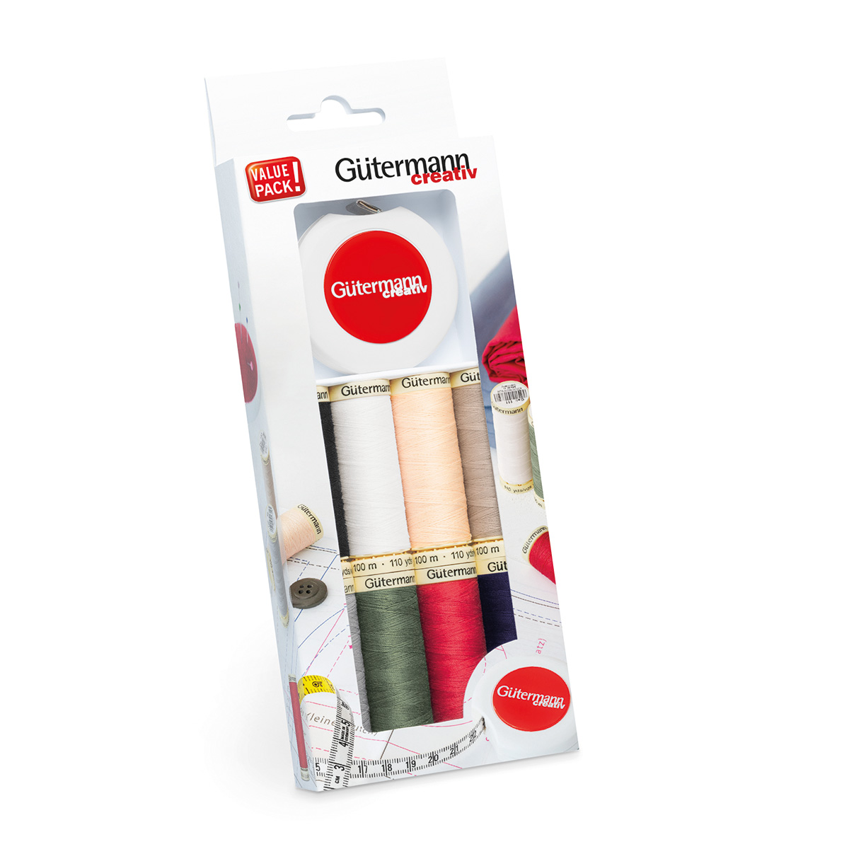 Нитки для шитья Sew-All №100 Guttermann 100м 8шт рулетка - фото 3