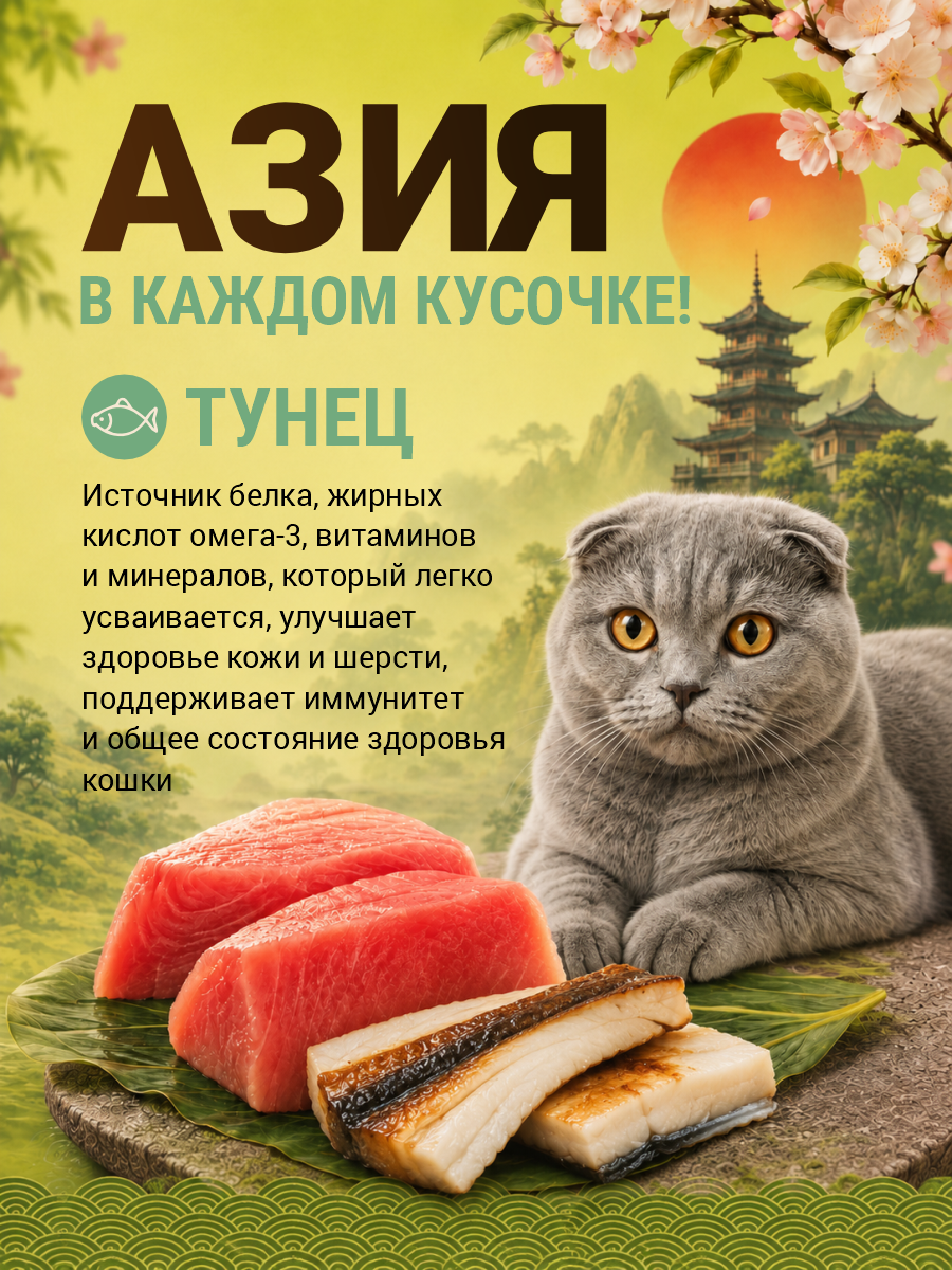 Корм для кошек влажный Prime ASIA Тунец с морским угрём в желе жб 85г 12 шт. - фото 3