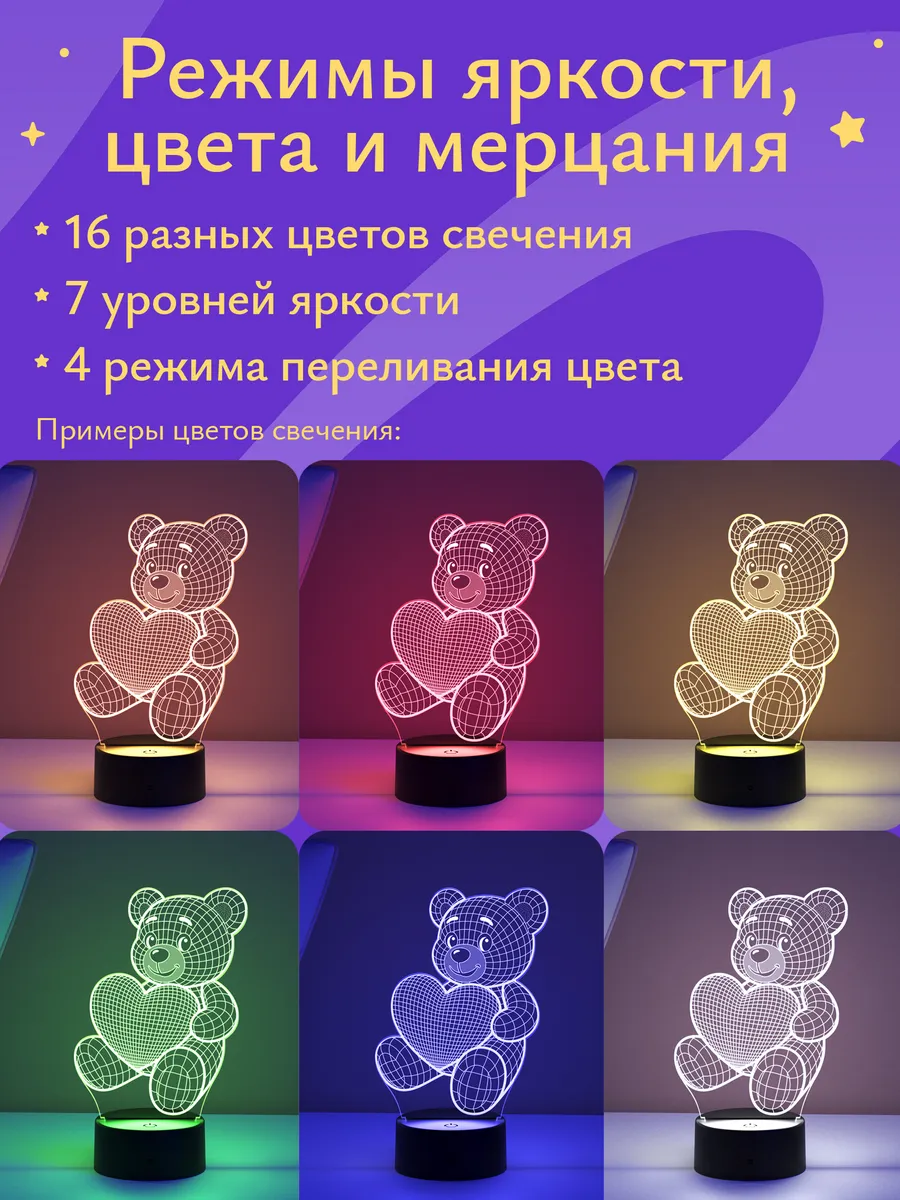 Ночник Светофей 3D Мишка - фото 7