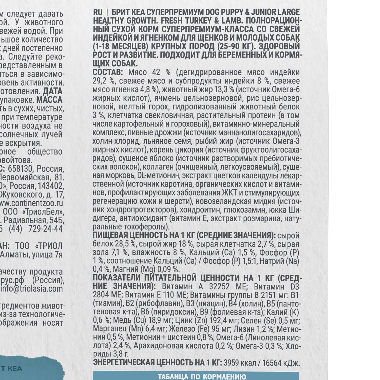 Сухой корм Brit Puppy and Junior Large с индейкой и ягненком для щенков крупных пород 12кг - фото 5