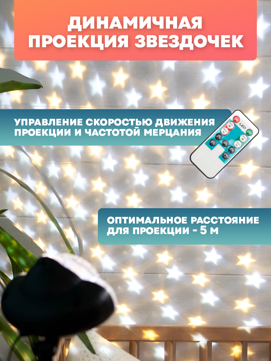 Светодиодный проектор NEON-NIGHT Звездное небо с пультом управления 601-267 - фото 2