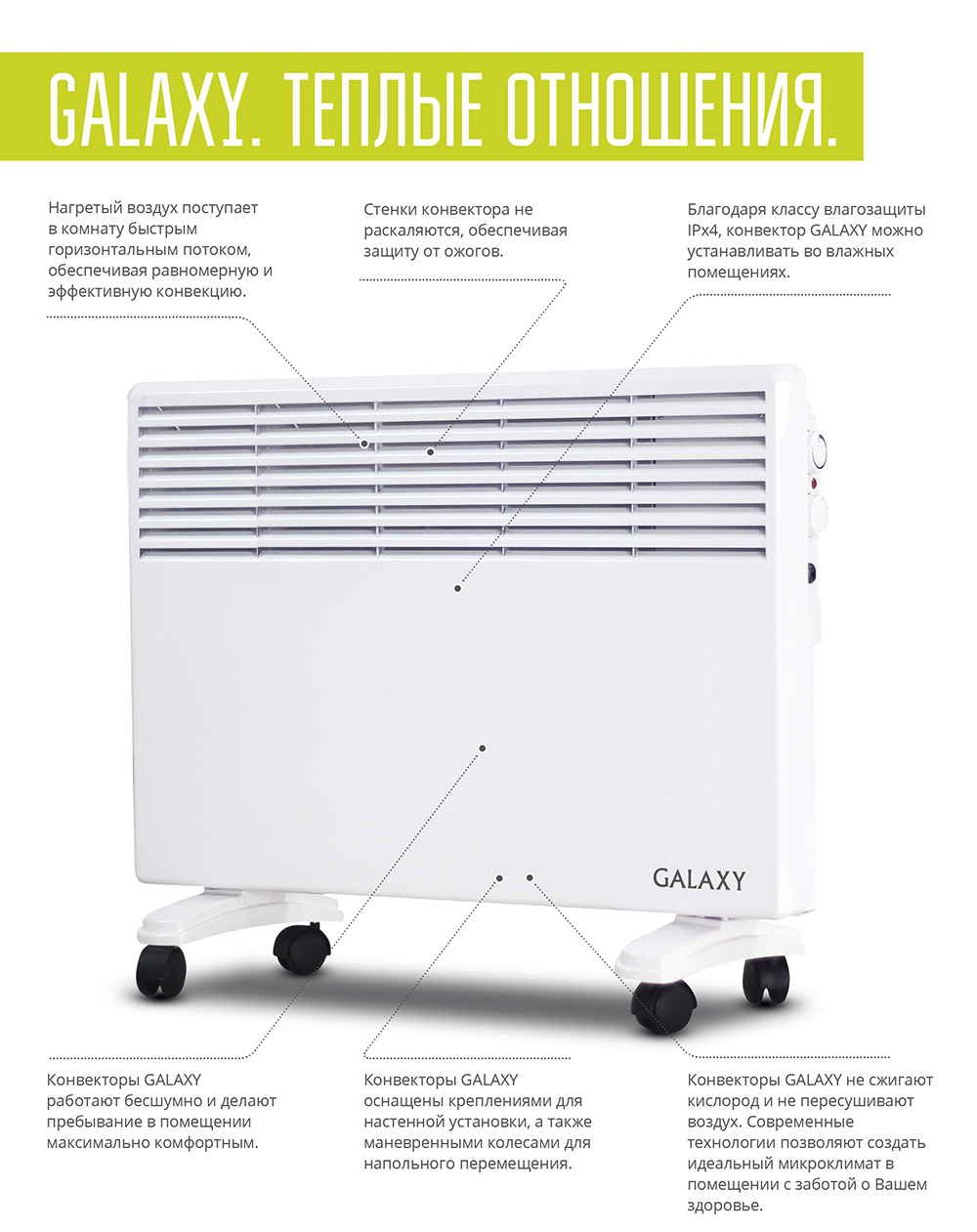 Обогреватель конвекционный Galaxy LINE GL8226лбел - фото 3