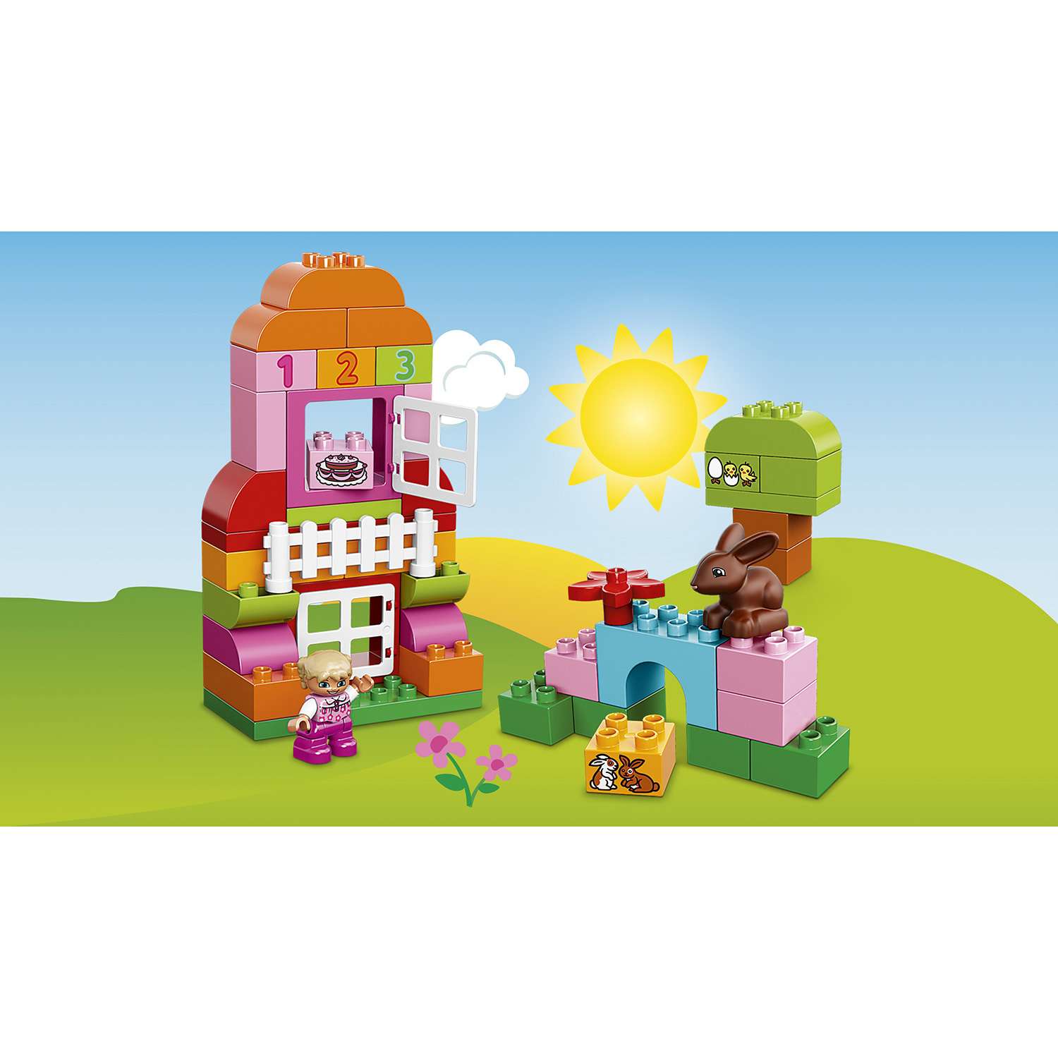 Конструктор LEGO DUPLO Лучшие друзья курочка и кролик блочный - фото 6