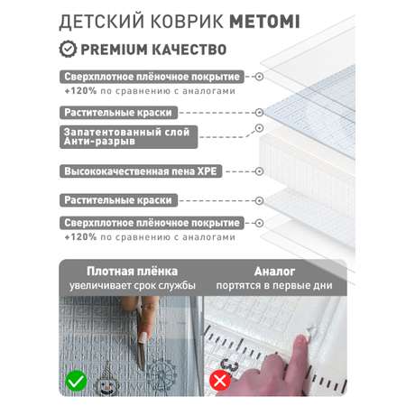 Коврик детский для ползания METOMI Серые дорожки/Радуги